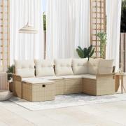 vidaXL Trädgårdsoffset 6 pcs beige och gräddvit 242.5 x 132.5 x 85 cm