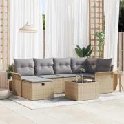 vidaXL Trädgårdsoffset 7 pcs beige och ljusgrå 242.5 x 132.5 x 85 cm
