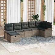vidaXL Trädgårdsoffset 7 pcs Grå 297,5 x 132,5 x 85 cm Poly rattan
