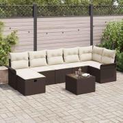 vidaXL Trädgårdsoffset 8 pcs Brun och gräddvit 297,5 x 132,5 x 85 cm