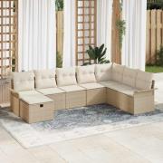 vidaXL Trädgårdsoffset 8 pcs beige och gräddvit 297.5 x 187.5 x 85 cm