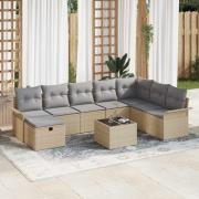 vidaXL Trädgårdsoffset 9 pcs beige och ljusgrå 297.5 x 187.5 x 85 cm