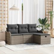 vidaXL Trädgårdsoffset 4 pcs Grå 176 x 117 x 85 cm Poly rattan