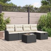 vidaXL Trädgårdsoffset 6 pcs Svart och gräddvit 231 x 117 x 85 cm