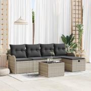 vidaXL Trädgårdsoffset 6 pcs Ljusgrå 231 x 117 x 85 cm Poly rattan