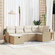 vidaXL Trädgårdsoffset 6 pcs beige och gräddvit 232,5 x 122,5 x 85 cm