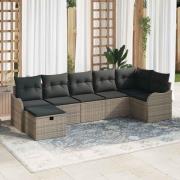 vidaXL Trädgårdsoffset 7 pcs Grå 287.5 x 122.5 x 85 cm Poly rattan