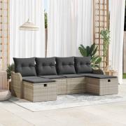 vidaXL Trädgårdsoffset 6 pcs Ljusgrå 231 x 117 x 85 cm Poly rattan