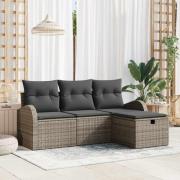 vidaXL Trädgårdsoffset 4 pcs Grå 179 x 117 x 85 cm Poly rattan