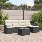 vidaXL Trädgårdsoffset 6 pcs Svart och gräddvit 234 x 117 x 85 cm