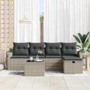 vidaXL Trädgårdsoffset 6 pcs Ljusgrå 234 x 117 x 85 cm Poly rattan