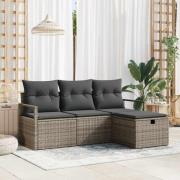 vidaXL Trädgårdsoffset 4 pcs Grå 175 x 117 x 85 cm Poly rattan