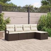 vidaXL Trädgårdsoffset 5 pcs Brun och gräddvit 230 x 117 x 85 cm