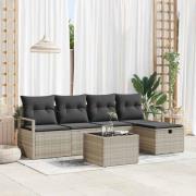 vidaXL Trädgårdsoffset 6 pcs Ljusgrå 230 x 117 x 85 cm Poly rattan