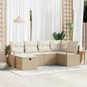 vidaXL Trädgårdsoffset 6 pcs beige och gräddvit 232 x 122 x 85 cm