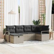 vidaXL Trädgårdsoffset 6 pcs Ljusgrå 232 x 122 x 85 cm Poly rattan