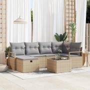 vidaXL Trädgårdsoffset 7 pcs beige och ljusgrå 232 x 122 x 85 cm