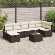 vidaXL Trädgårdsoffset 8 pcs Brun och gräddvit 287 x 122 x 85 cm