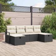 vidaXL Trädgårdsoffset 6 pcs Svart och gräddvit 230 x 117 x 85 cm