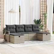 vidaXL Trädgårdsoffset 6 pcs Ljusgrå 230 x 117 x 85 cm Poly rattan