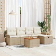 vidaXL Trädgårdsoffset med lagring 6 pcs Beige Poly rattan