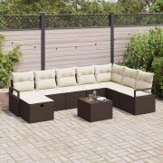 vidaXL Trädgårdsoffset 8 pcs Brun Poly rattan