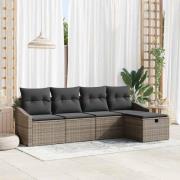 vidaXL Trädgårdsoffset 5 pcs Grå 233 x 117 x 85 cm Poly rattan