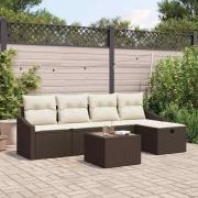 vidaXL Trädgårdsoffset 6 pcs Brun 55 x 55 x 37 cm Poly rattan
