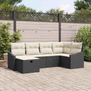 vidaXL Trädgårdsoffset 6 pcs Svart 55 x 62 x 69 cm Poly rattan