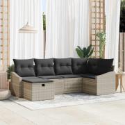 vidaXL Trädgårdsoffset 6 pcs Ljusgrå 55 x 62 x 69 cm Poly rattan