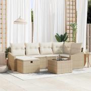 vidaXL Trädgårdsoffset 7 pcs Beige 55 x 62 x 69 cm Poly rattan