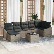 vidaXL Trädgårdsoffset med kudde 8 pcs Grå 55 x 62 x 69 cm Poly rattan
