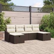 vidaXL Trädgårdsoffset 6 pcs Brun 55 x 62 x 69 cm Poly rattan