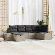 vidaXL Trädgårdsoffset 6 pcs Ljusgrå 55 x 62 x 69 cm Poly rattan