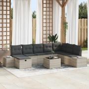vidaXL Trädgårdsoffset 9 pcs Ljusgrå 55 x 62 x 69 cm Poly rattan