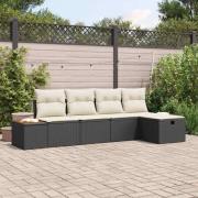 vidaXL Trädgårdsoffset 5 pcs Svart 55 x 62 x 69 cm Poly rattan