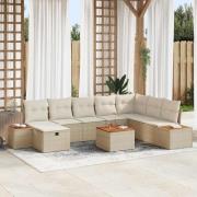 vidaXL Trädgårdsoffset 9 pcs Beige 55 x 62 x 69 cm Poly rattan