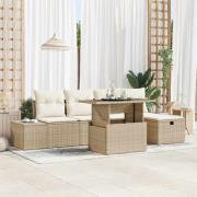 vidaXL Trädgårdsoffset Höjdjusterbar 6 pcs Beige konstrotting