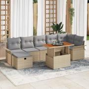 vidaXL Trädgårdsoffset 8 pcs Beige konstrotting