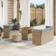 vidaXL Trädgårdsoffset Höjdjusterbar 8 pcs Beige konstrotting