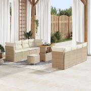 vidaXL Trädgårdsoffset 11 pcs Beige konstrotting