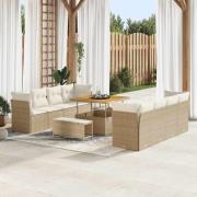 vidaXL Trädgårdsoffset 11 pcs Beige konstrotting