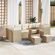 vidaXL Trädgårdsoffset Höjdjusterbar 10 pcs Beige konstrotting