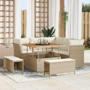 vidaXL Trädgårdsoffset Höjdjusterbar 8 pcs Beige konstrotting