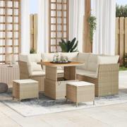 vidaXL Trädgårdsoffset Höjdjusterbar 8 pcs Beige konstrotting