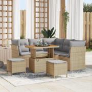 vidaXL Trädgårdsoffset Höjdjusterbar 8 pcs Beige konstrotting