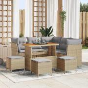 vidaXL Trädgårdsoffset Höjdjusterbar 9 pcs Beige konstrotting