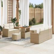 vidaXL Trädgårdsoffset Höjdjusterbar 8 pcs Beige konstrotting