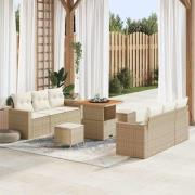 vidaXL Trädgårdsoffset Höjdjusterbar 9 pcs Beige konstrotting