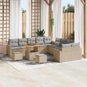 vidaXL Trädgårdsoffset 13 pcs Beige konstrotting